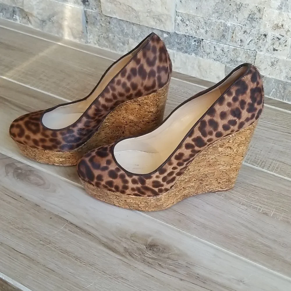 Christian Louboutin Coroclic Leopard Print Cork Wedges